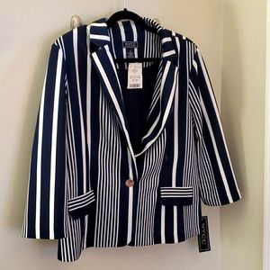 White and navy striped blazer